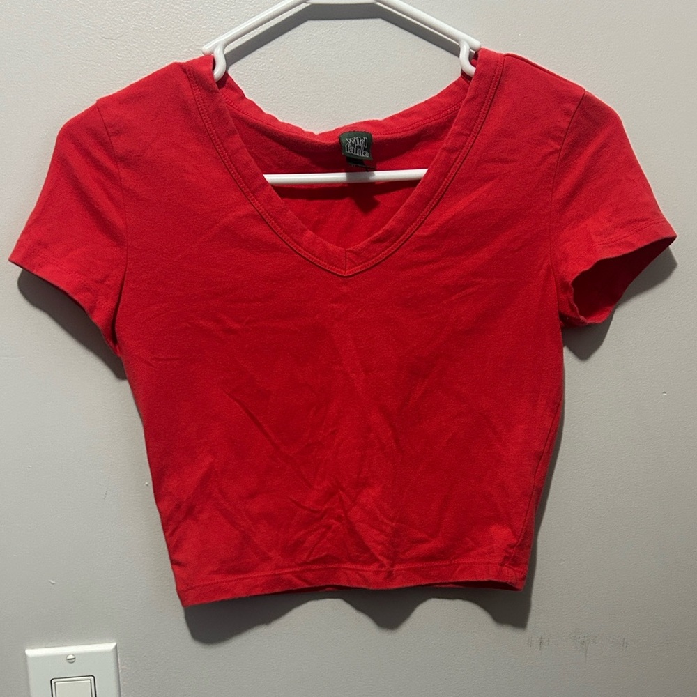 Wild Fable Red V-Neck Crop Top